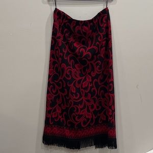 Lennie For Nina Leonard Red/Black Skirt with fringe bottom.